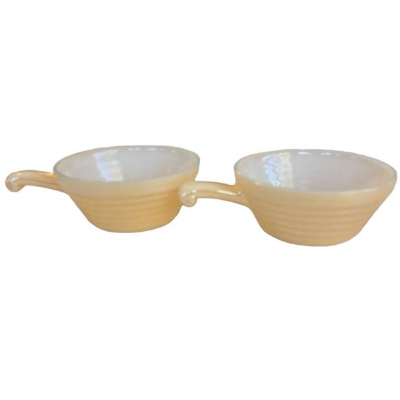 Vintage Fire King Peach Lustre Beehive Bowls With Handles Set‎ Of Four Bowls - Picture 9 of 9